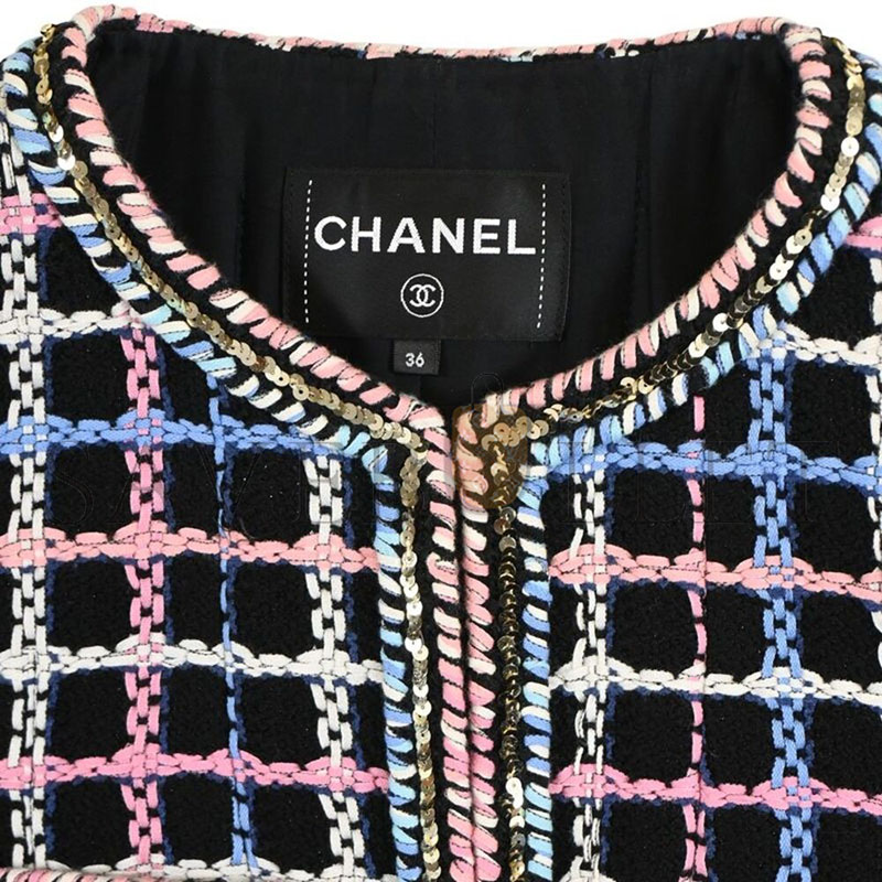 Ch**el printed evening tweed jacket in multicolor cotton